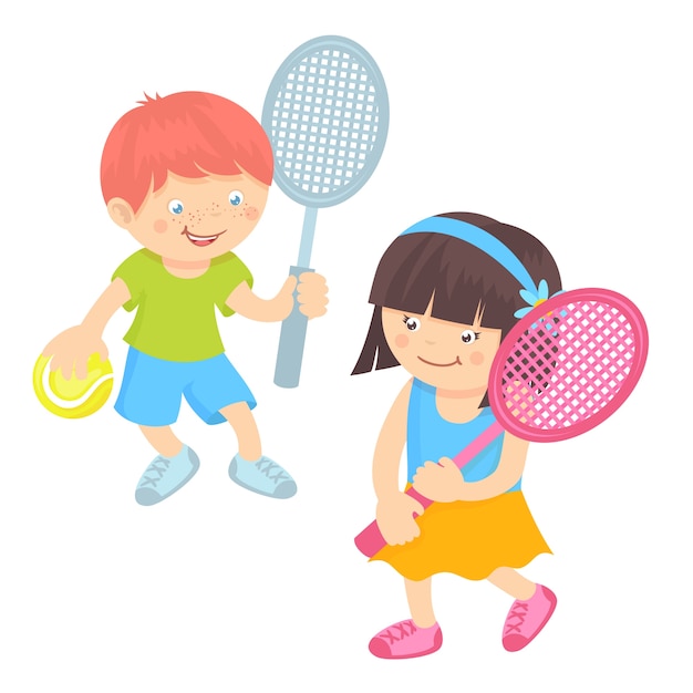 Kinder Spielen Tennis Kostenlose Vektor