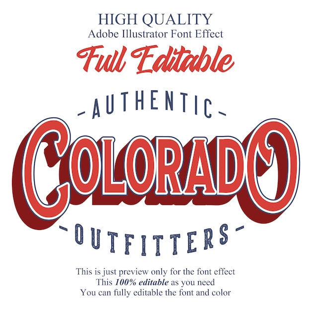 Klassischer flacher editierbarer typografie-gusseffekt Premium Vektoren