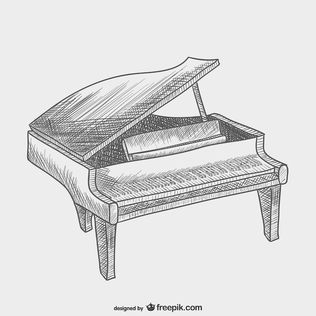 Klavier zeichnung vektor Kostenlosen Vektoren