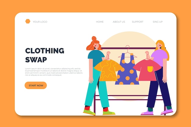 Kleidertausch Zwischen Landingpage Vorlage Fur Personen Kostenlose Vektor