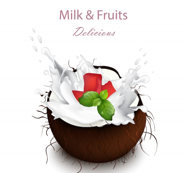 Kokosmilch-splash Premium Vektoren