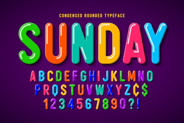 Komische Schriftart Der Flachen Blase Buntes Alphabet Premium Vektor