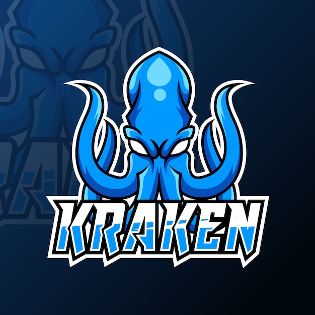 Kraken Kraken Tintenfischmaskottchen Spiellogo Designschablone Premium Vektor