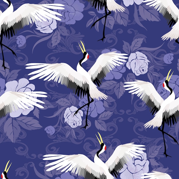 Kran nahtlose muster illustration Premium Vektoren