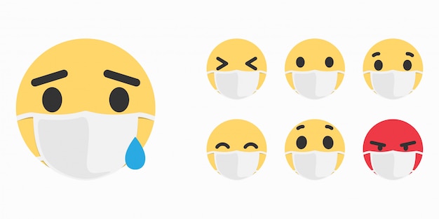 Kranker Emoji Maske Mit Emoji Konzept Premium Vektor