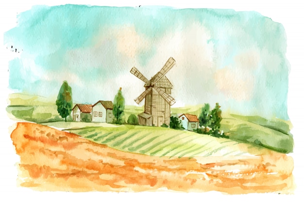 Kreative aquarellfarm Kostenlosen Vektoren