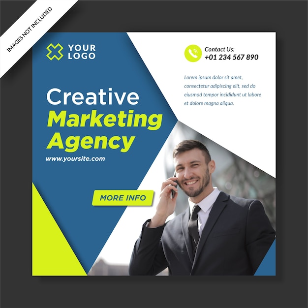 Kreatives Marketing Agentur Instagram Post Banner Social Media Design Premium Vektor