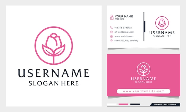 Kreis Rose Blumen Logo Design Beauty Spa Oder Kosmetik Logo Mit Visitenkarte Vorlage Premium Vektor