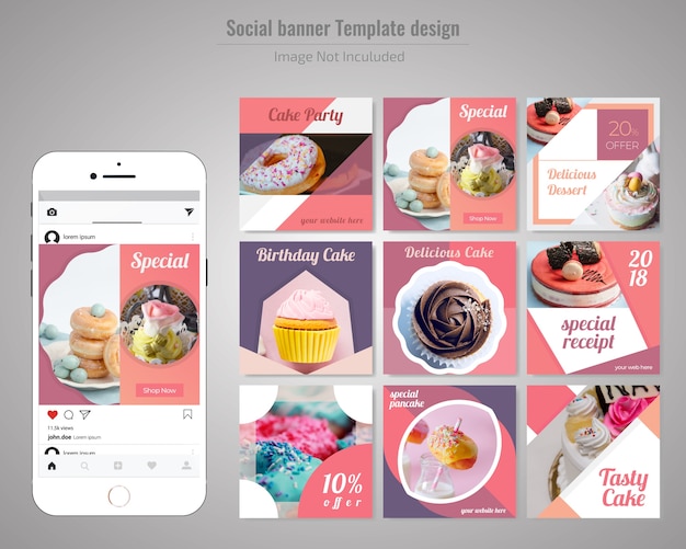 Kuchen social media beitragsvorlage Premium Vektoren