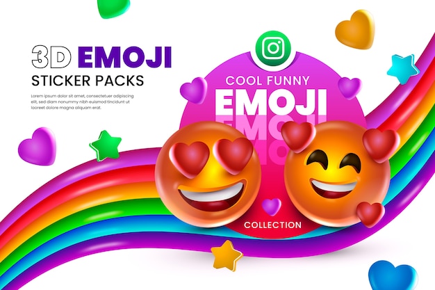 Download Lächelnder bunter hintergrund emojis 3d | Kostenlose Vektor