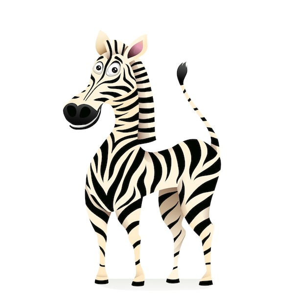 Lachelnder Zebra 3d Isolierte Clipart Karikaturentwurf Afrikanisches Safari Tiermaskottchen Fur Kinder Frohliches Gestreiftes Schwarzweiss Zebra Stehend Illustration Fur Kinder Premium Vektor