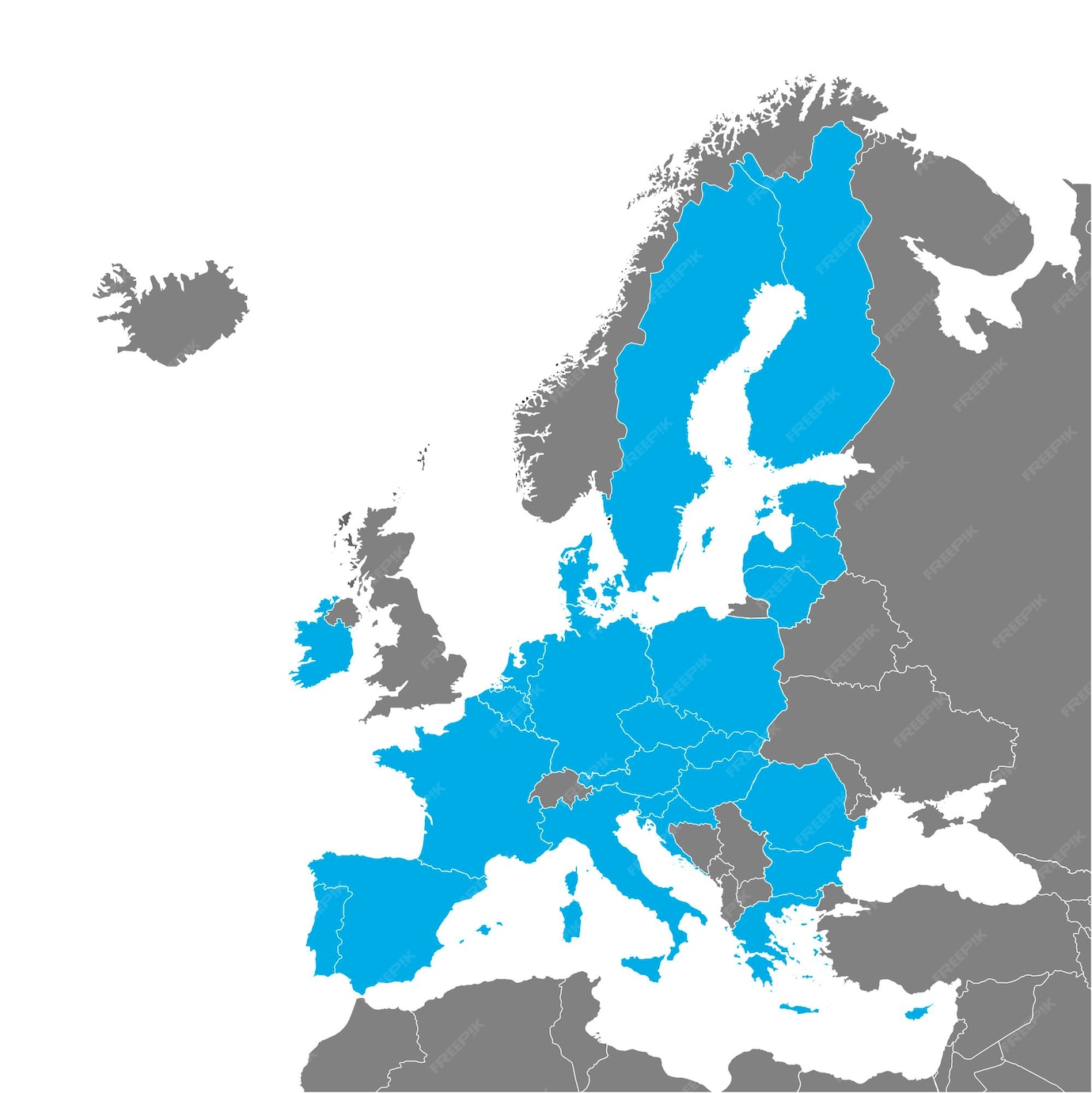 Länder der europäischen union. politische karte mit grenzen  Premium-Vektor