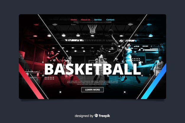 Landing page für den basketball-sport Kostenlosen Vektoren