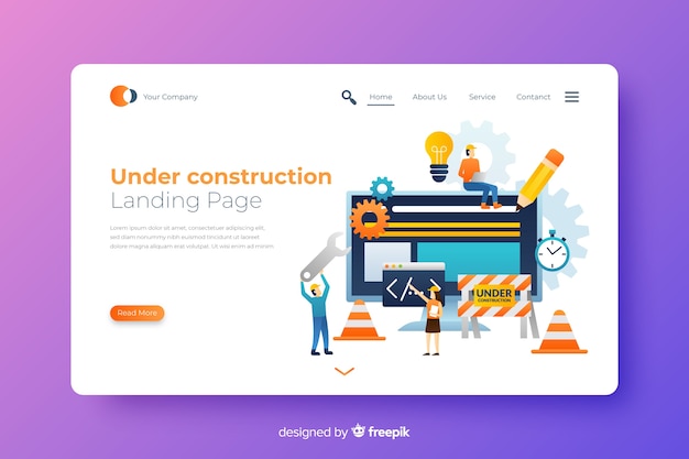 Landingpage Im Aufbau Kostenlose Vektor