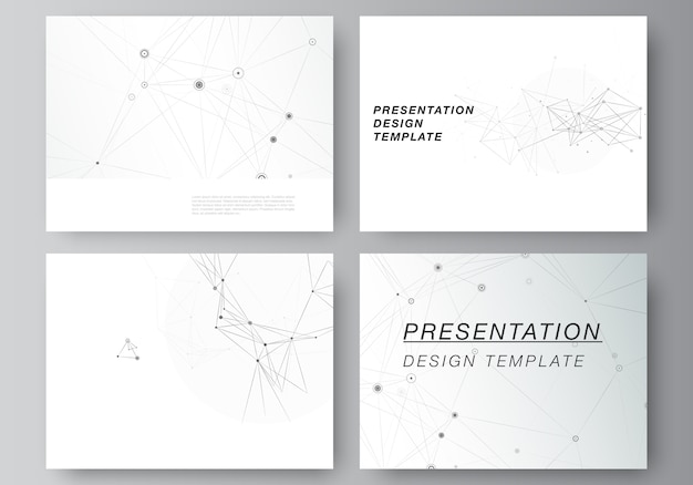 Layout Der Prasentation Folien Design Graue Technologie Mit Verbindungslinien Und Punkten Netzwerkkonzept Premium Vektor