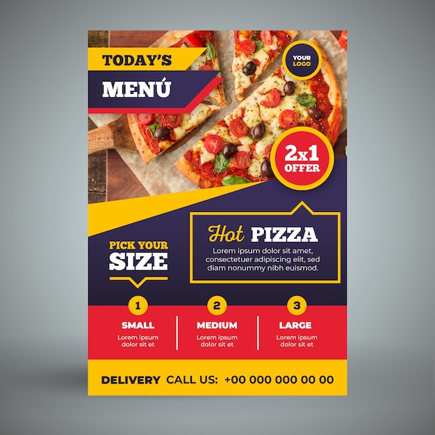 Leckere Pizza Zum Mitnehmen Flyer Vorlage Premium Vektor