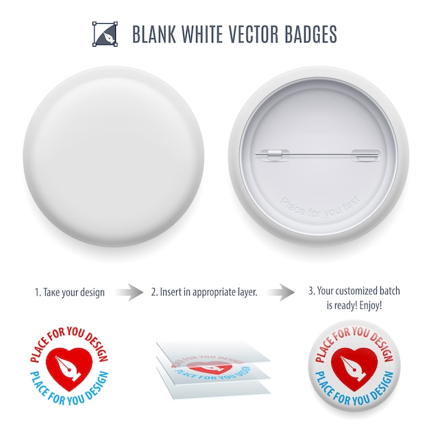 Leere Pin Back Button Vorlage Premium Vektor