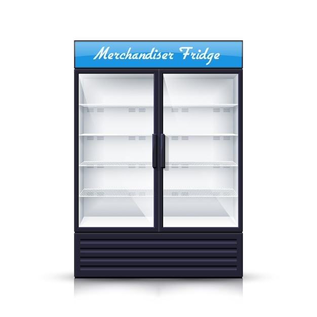 Leerer Kuhlschrank Mit Zwei Feldern Realistische Illustration Kostenlose Vektor