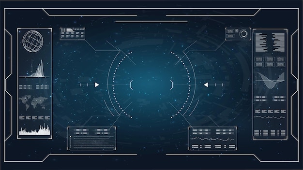 Legen Sie Abstrakte Hud Elemente Fur Das Ui Ux Design Fest Futuristische Sci Fi Benutzeroberflache Premium Vektor