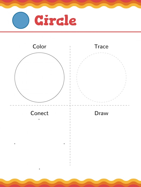 Lerne Formen Und Geometrische Figuren Arbeitsblatt Fur Vorschule Oder Kindergarten Vektorillustration Premium Vektor