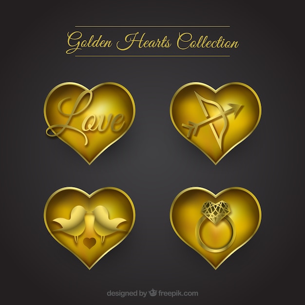 Liebe goldenen herzen Kostenlose Vektor