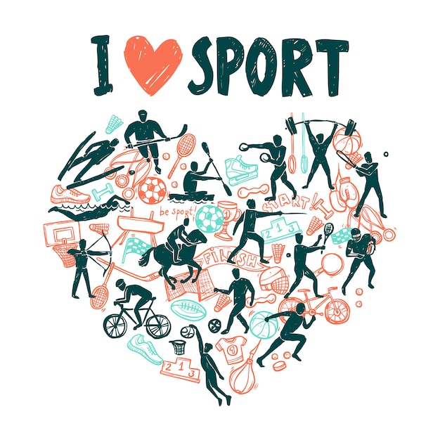 Liebe sportkonzept Kostenlose Vektor