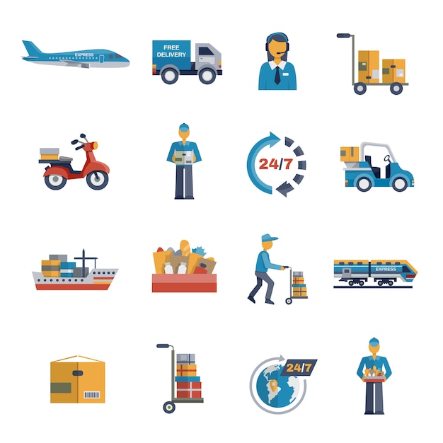 Lieferung icons flat set Kostenlosen Vektoren