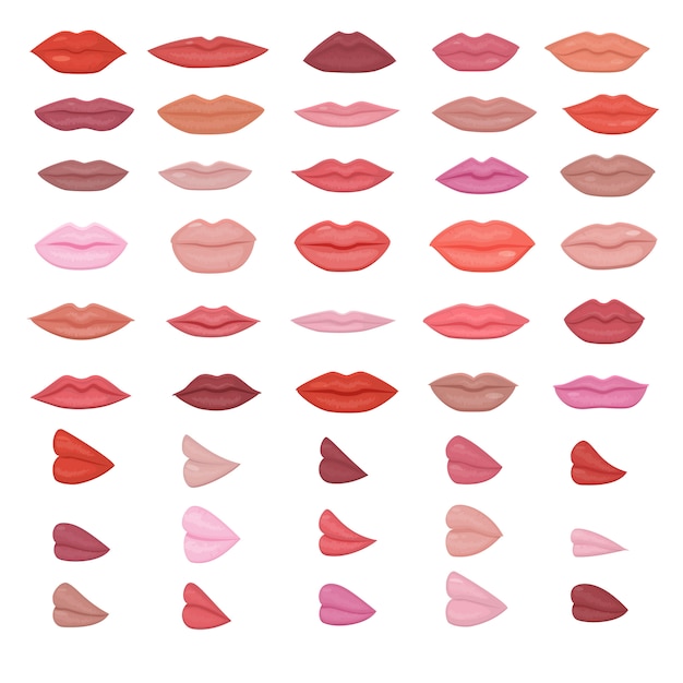 Lippen Schone Rote Lippen Make Up In Kuss Lacheln Oder Mode Madchen Lippenstift Und Sexy Mund Kussen Schon Am Valentinstag Set Illustration Isoliert Auf Weissem Hintergrund Premium Vektor