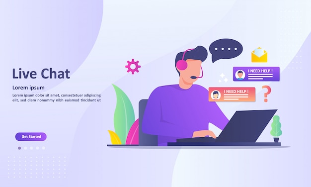 Live-chat-service-konzept Premium Vektoren