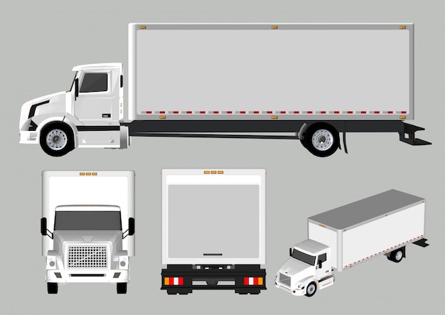 Lkw verschiedene ansichten und seiten Premium Vektoren