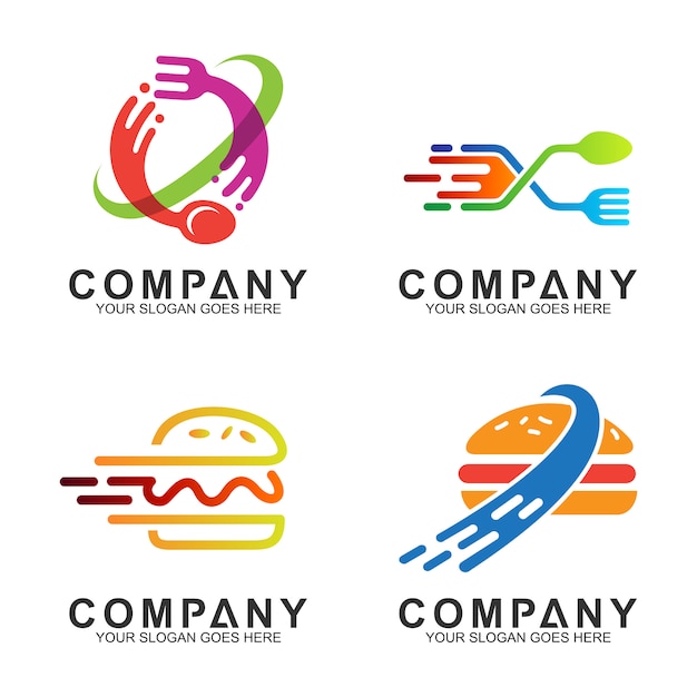 Loffel Gabel Und Burger Logo Design Fur Restaurant Food Business Premium Vektor