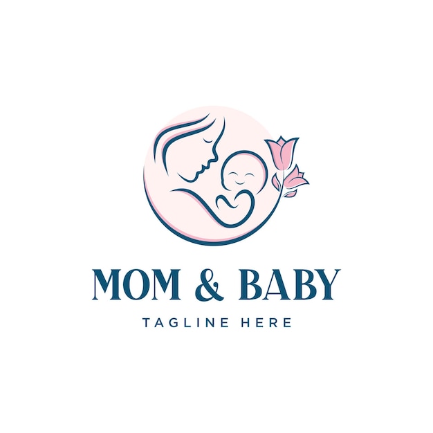 Logodesign Fur Mama Und Baby Premium Vektor