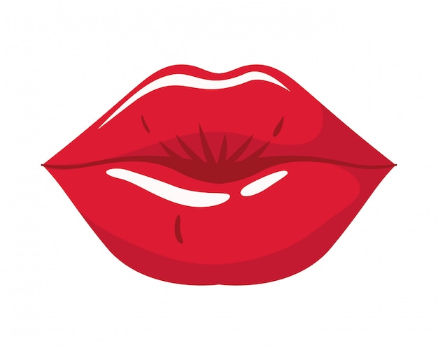 Lokalisierte ikone der weiblichen lippenknallkunstart Premium Vektoren