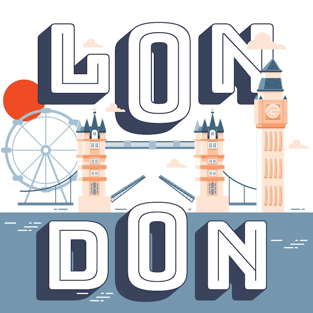 London Sehenswurdigkeiten Illustration Premium Vektor