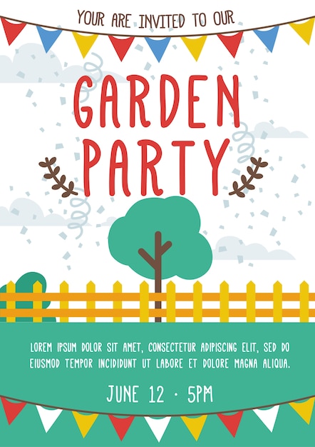 Lustige Garten Party Einladung Kostenlose Vektor
