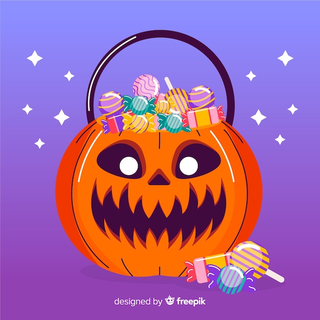 Lustige hand halloweenkürbistasche Kostenlose Vektor