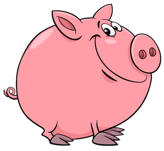 Lustige Schwein Charakter Cartoon Illustration Premium Vektor