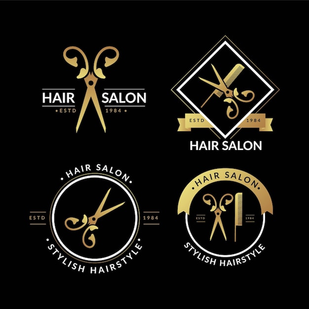 Luxus friseursalon logo sammlung kostenlose vektor