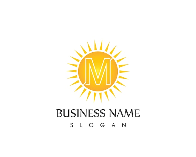 M Brief Sonne Logo Design Vorlage Premium Vektor