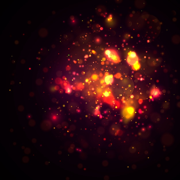 Magie . abstraktes defocused kreisförmiges goldenes luxusgoldfunkeln bokeh beleuchtet hintergrund. Premium Vektoren