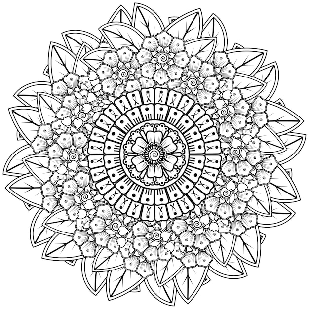 mandala mit mehndiblüten dekorative verzierung im