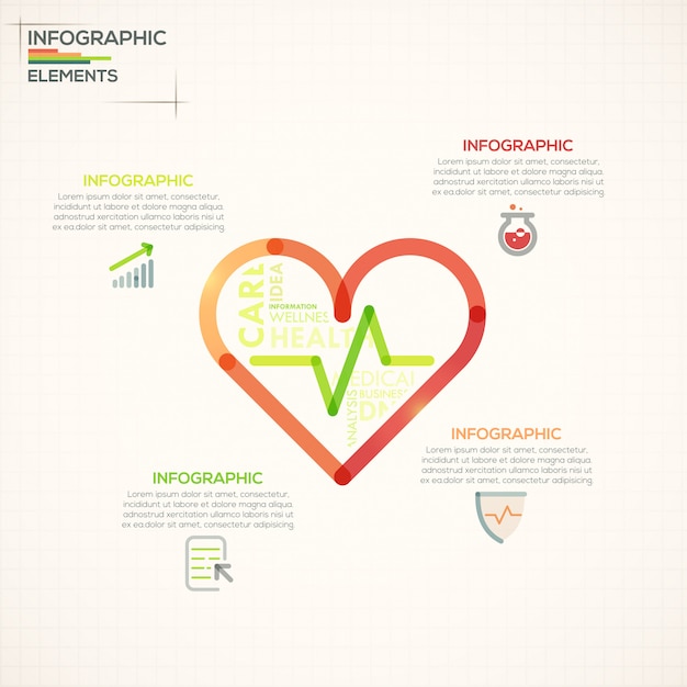 Medizinische Infografiken Optionen Vorlage Mit Bunten Herzen Premium Vektor