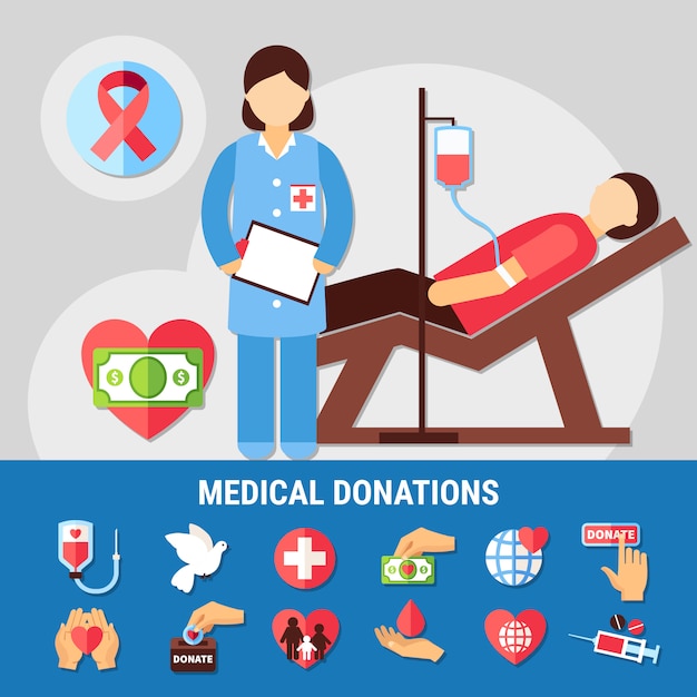 Medizinische Spenden Icon Set Kostenlose Vektor