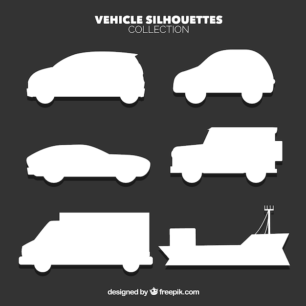 Download Mehrere silhouette ikonen von fahrzeugen | Kostenlose Vektor