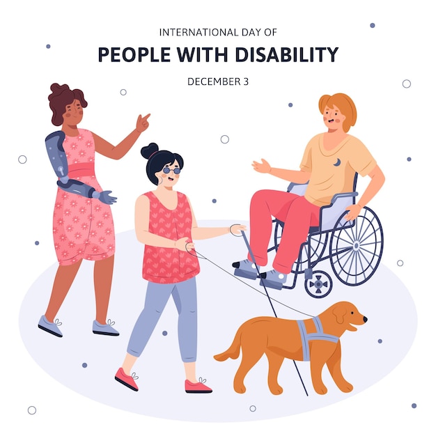 Menschen Mit Behinderung Und Begleithund Kostenlose Vektor