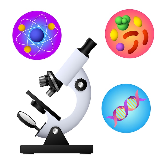 Mikroskop Dna Bakterium Und Atomvektor Kostenlose Vektor