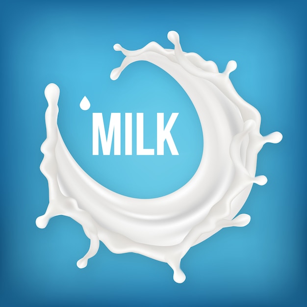 Milchspritzen auf blau Premium Vektoren
