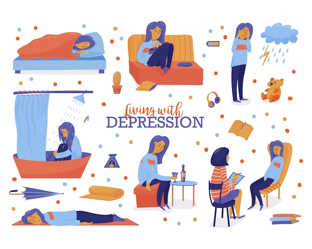 Mit depression leben Premium Vektoren