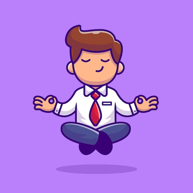 Mitarbeiter Der Yoga Meditations Cartoon Illustration Tut People Yoga Icon Konzept Premium Vektor