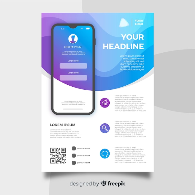 Mobile App Flyer Kostenlose Vektor